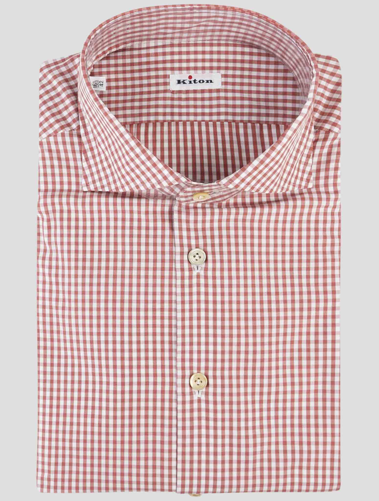 Kiton Red white Cotton Shirt