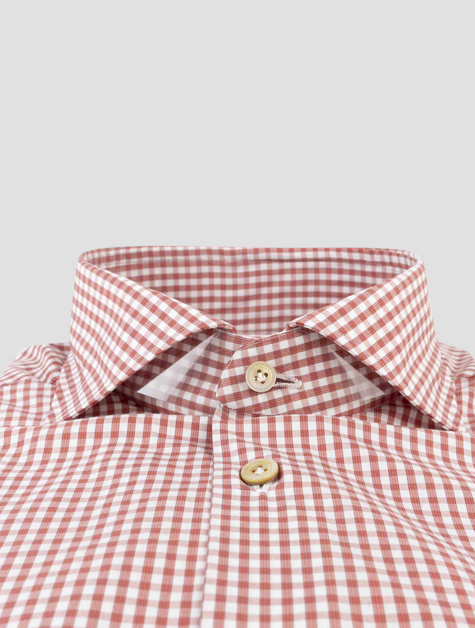Kiton Red white Cotton Shirt