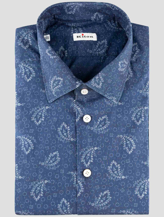 Kiton Blue Cotton Shirt