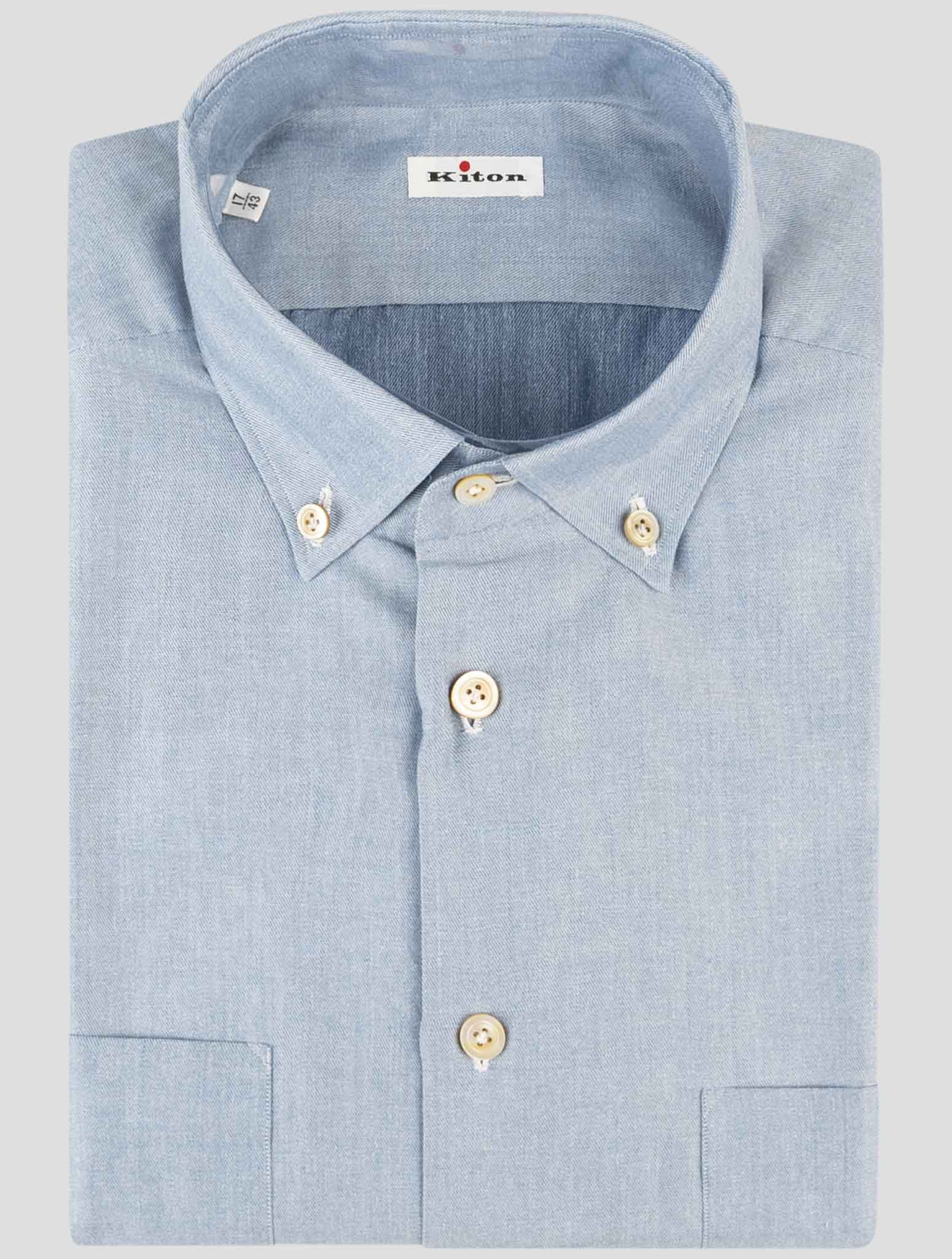Kiton Blue Cotton Linen Shirt