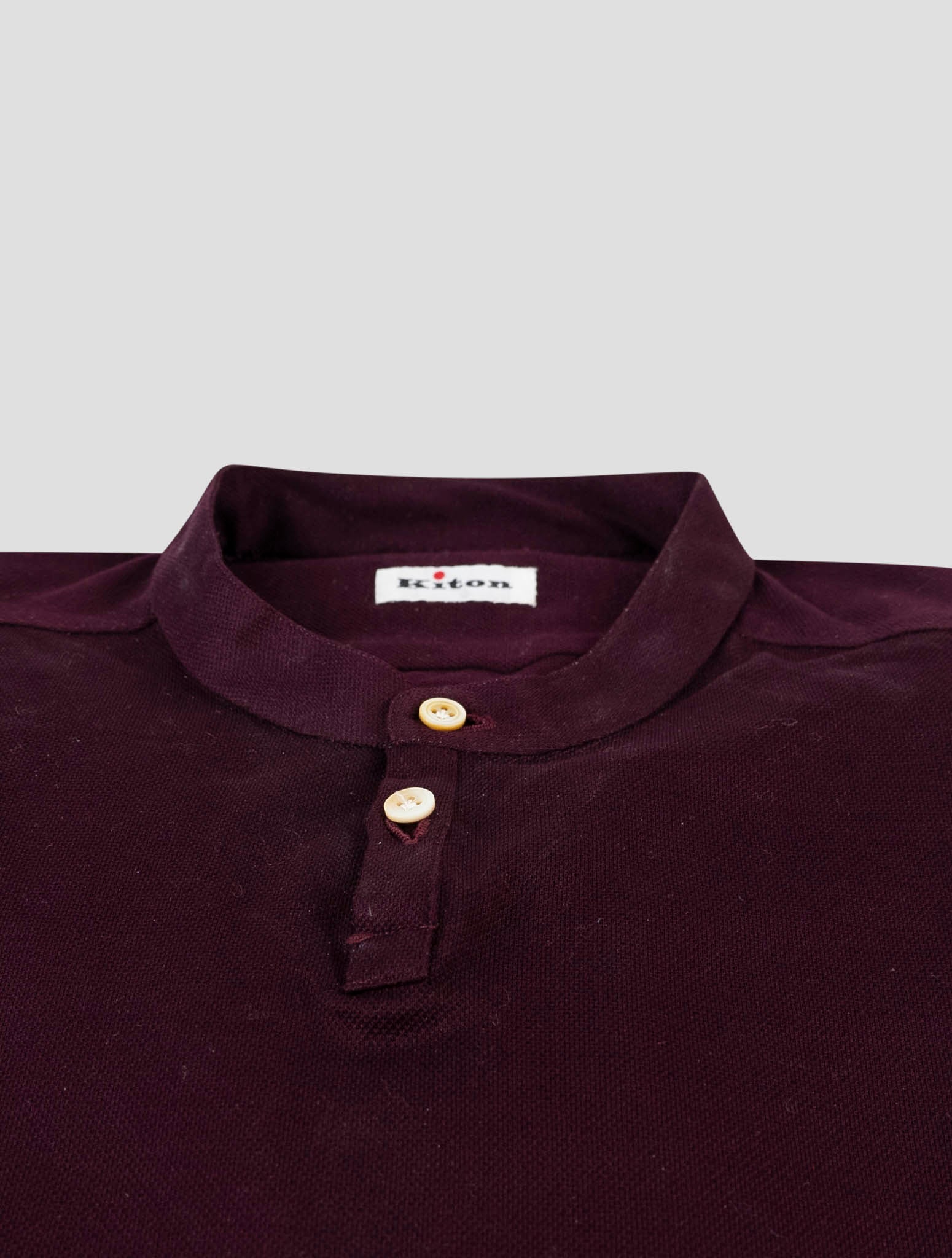 Kiton Burgundy Cotton Korean Shirt