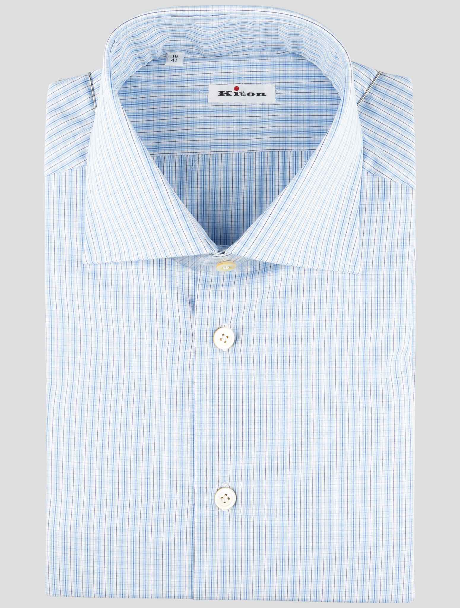 Kiton Light Blue White Cotton Shirt