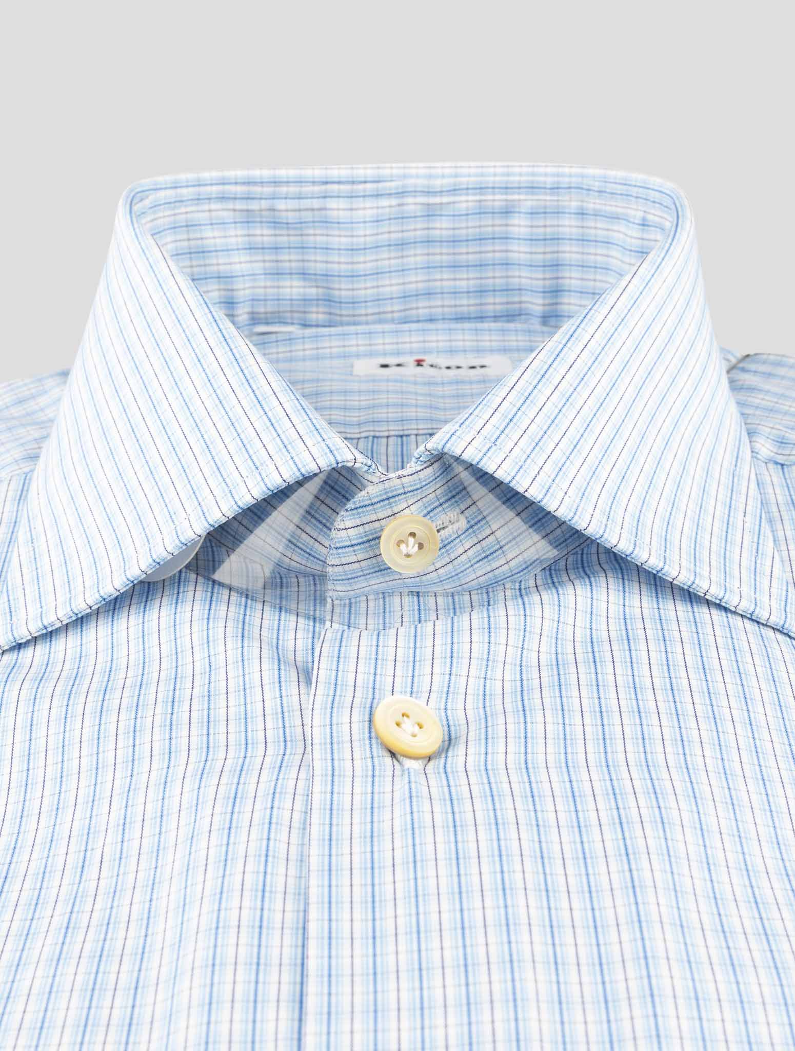 Kiton Light Blue White Cotton Shirt