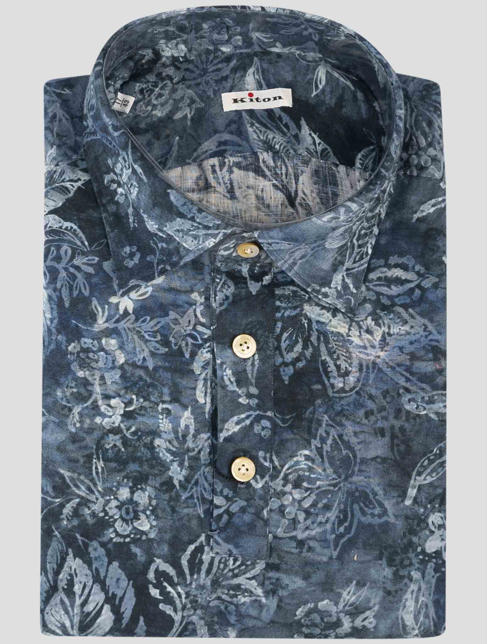 Kiton Blue Cotton Linen Shirt