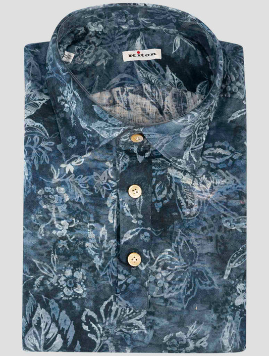 Kiton Blue Cotton Linen Shirt