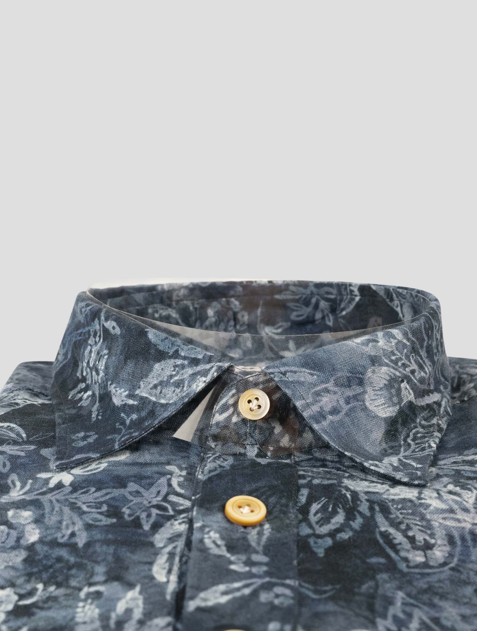 Kiton Blue Cotton Linen Shirt