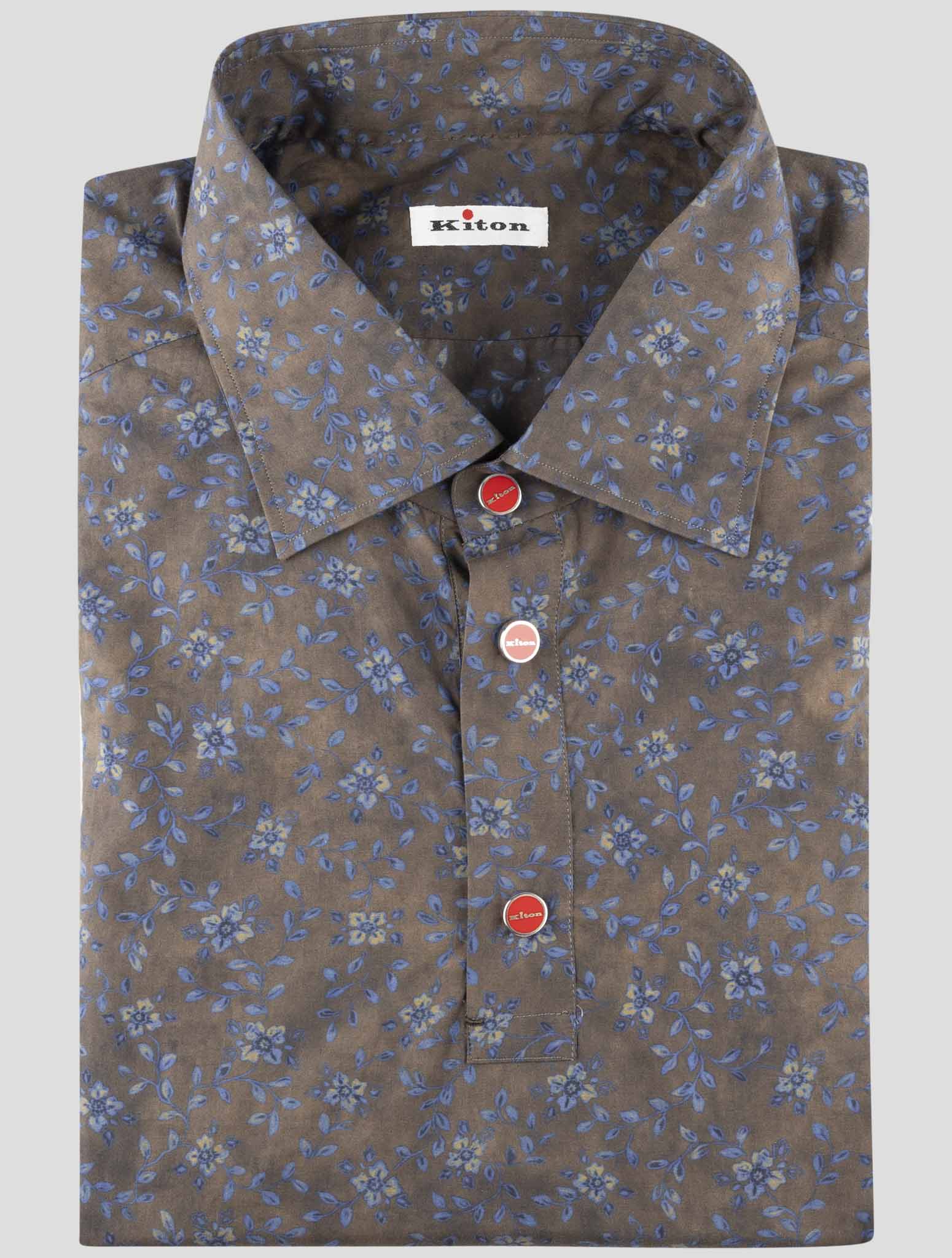 Kiton Blue Brown Cotton Sweater Polo