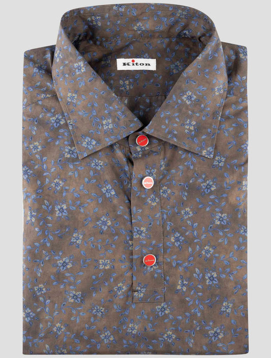Kiton Blue Brown Cotton Sweater Polo