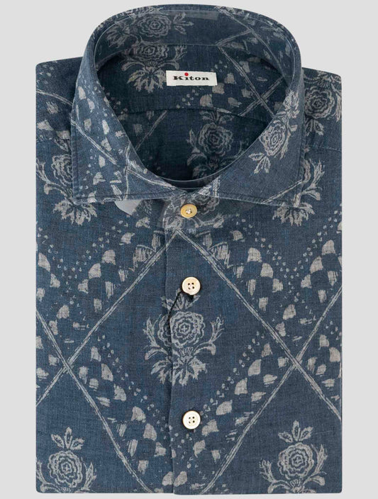 Kiton Blue Cotton Shirt