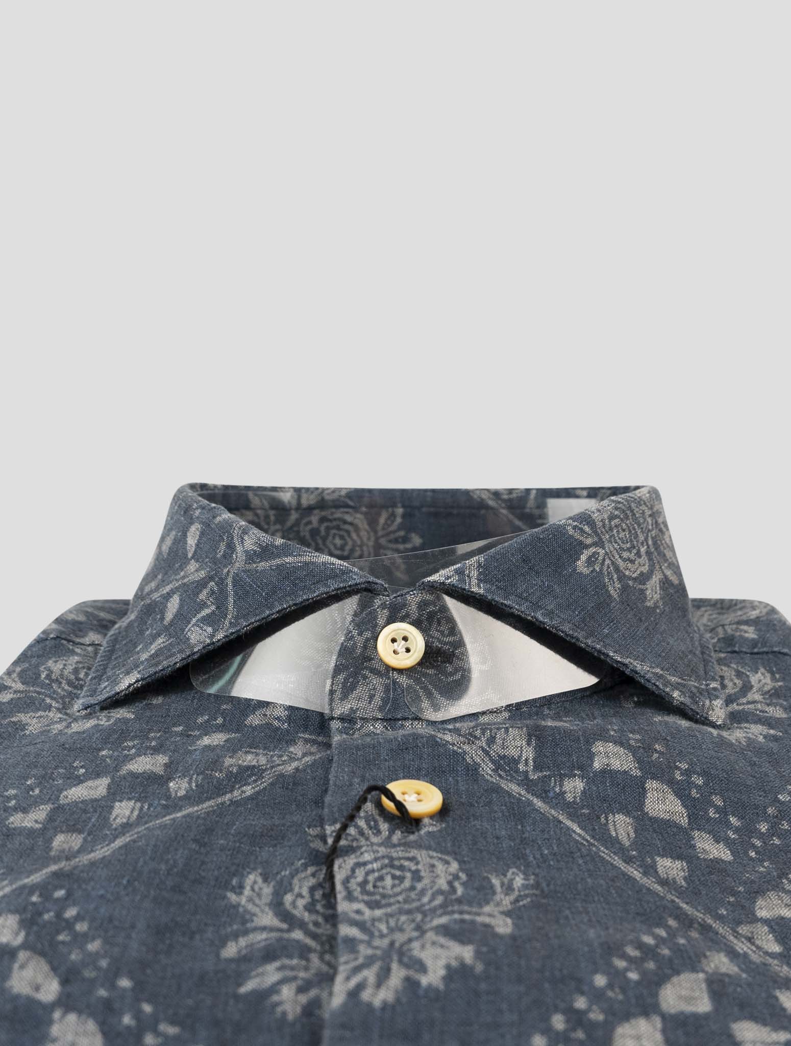 Kiton Blue Cotton Shirt