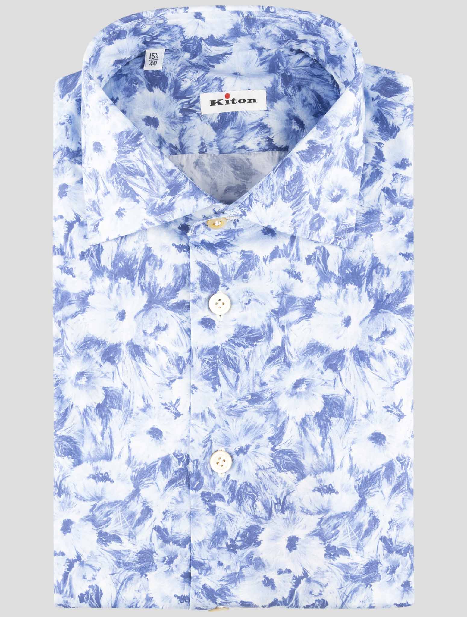 Kiton Blue Cotton Ea Shirt
