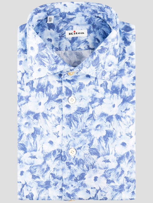 Kiton Blue Cotton Ea Shirt