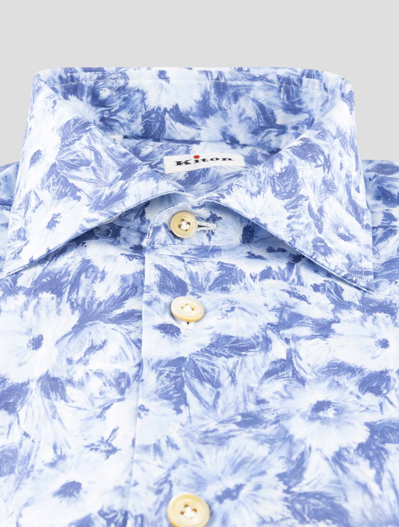 Kiton Blue Cotton Ea Shirt