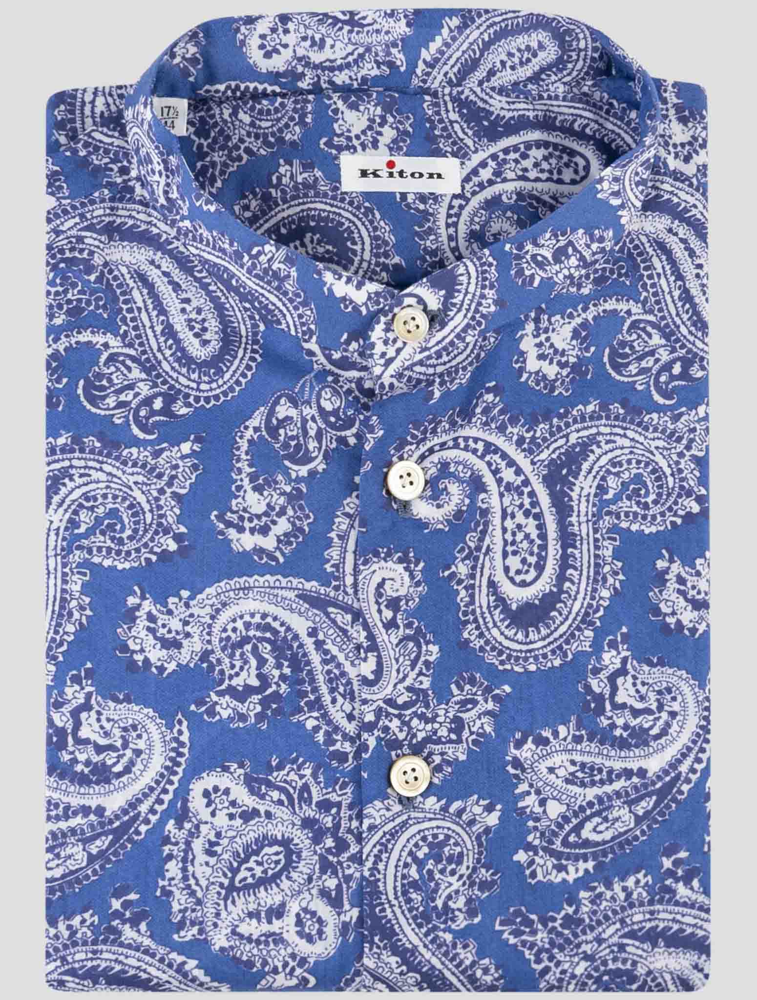 Kiton Blue Beige Cotton Shirt