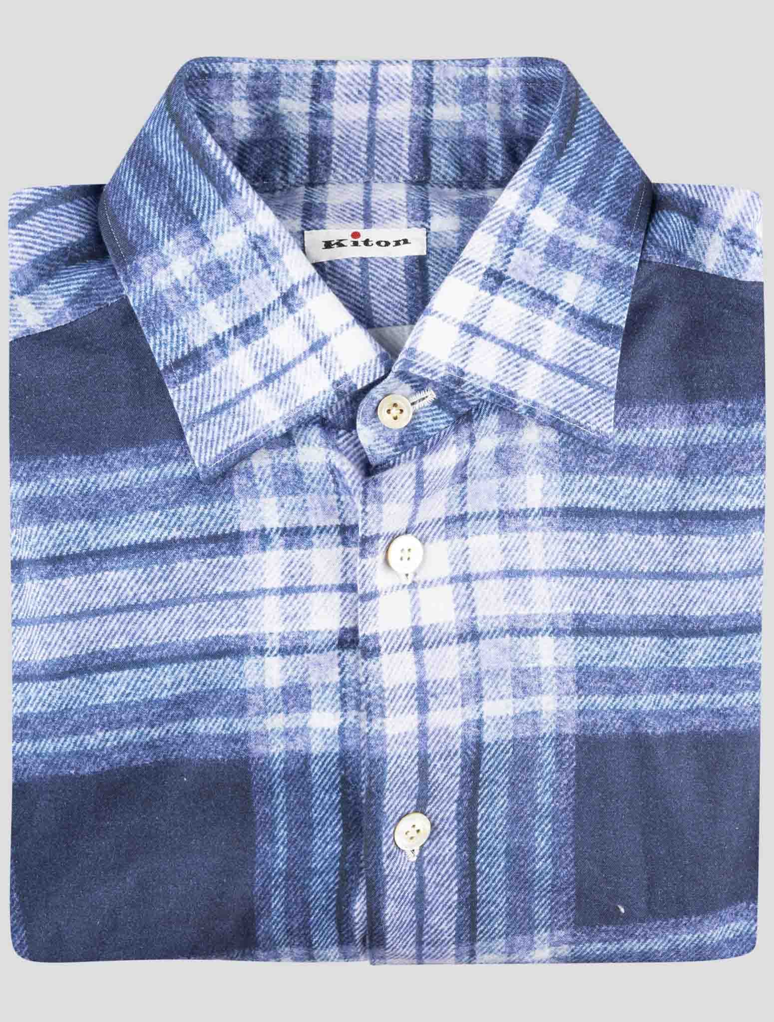Kiton Blue Cotton Shirt