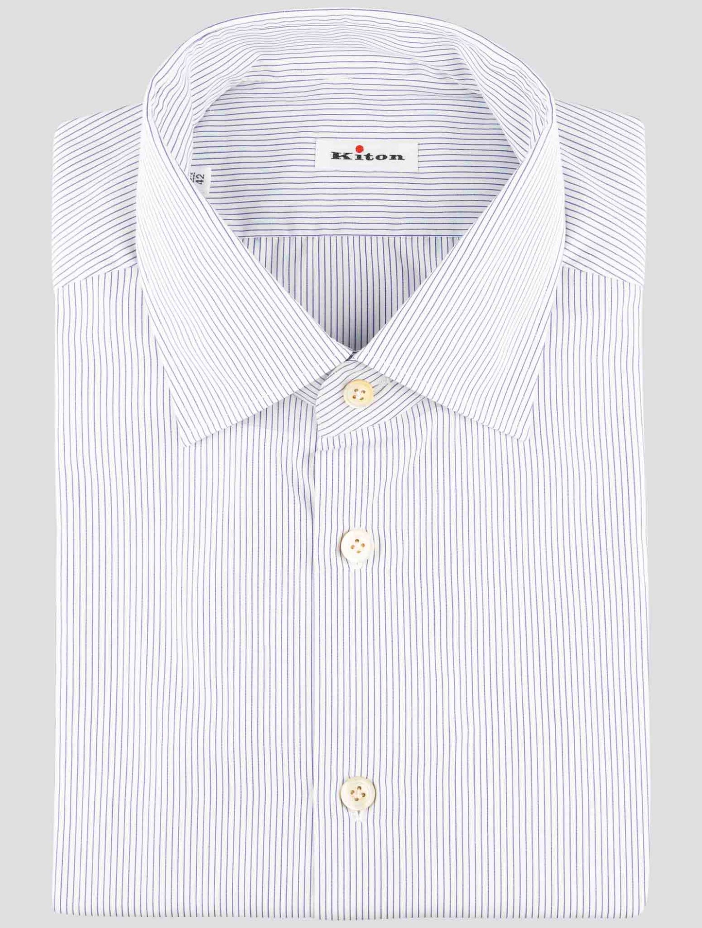 Kiton Blue White Cotton Shirt