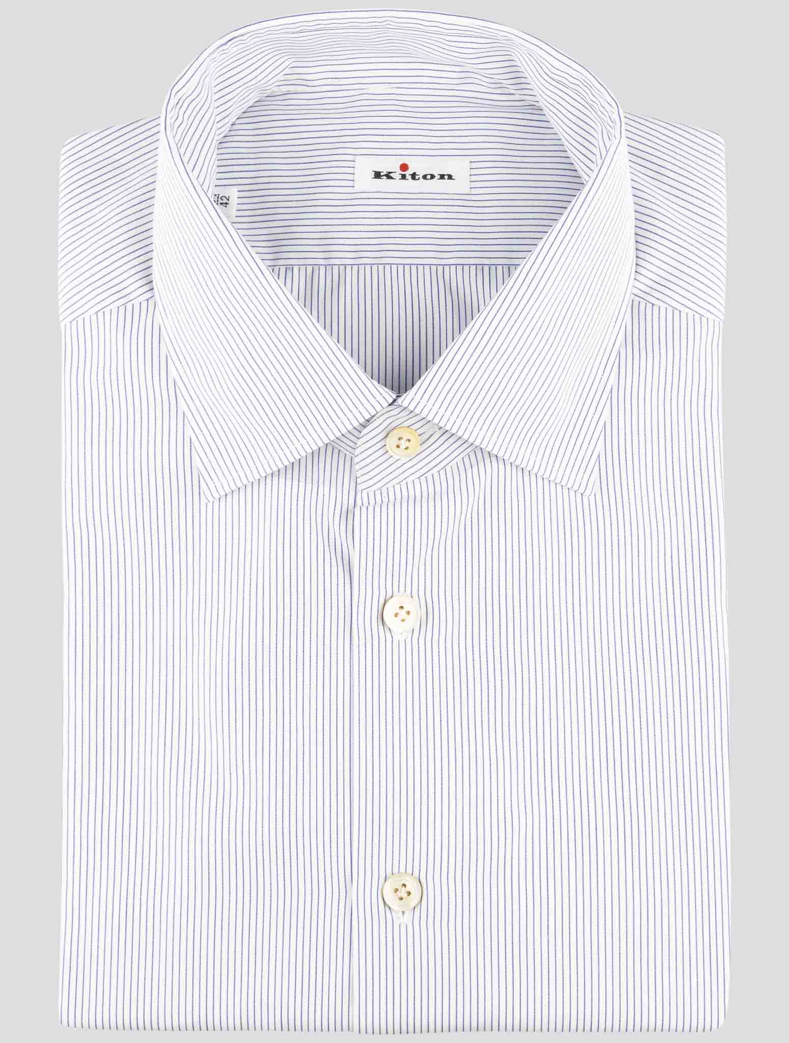Kiton Blue White Cotton Shirt