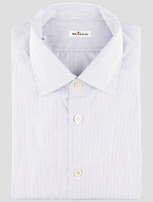 Kiton Blue White Cotton Shirt