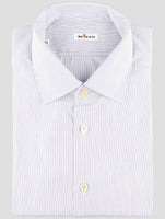 Kiton Blue White Cotton Shirt