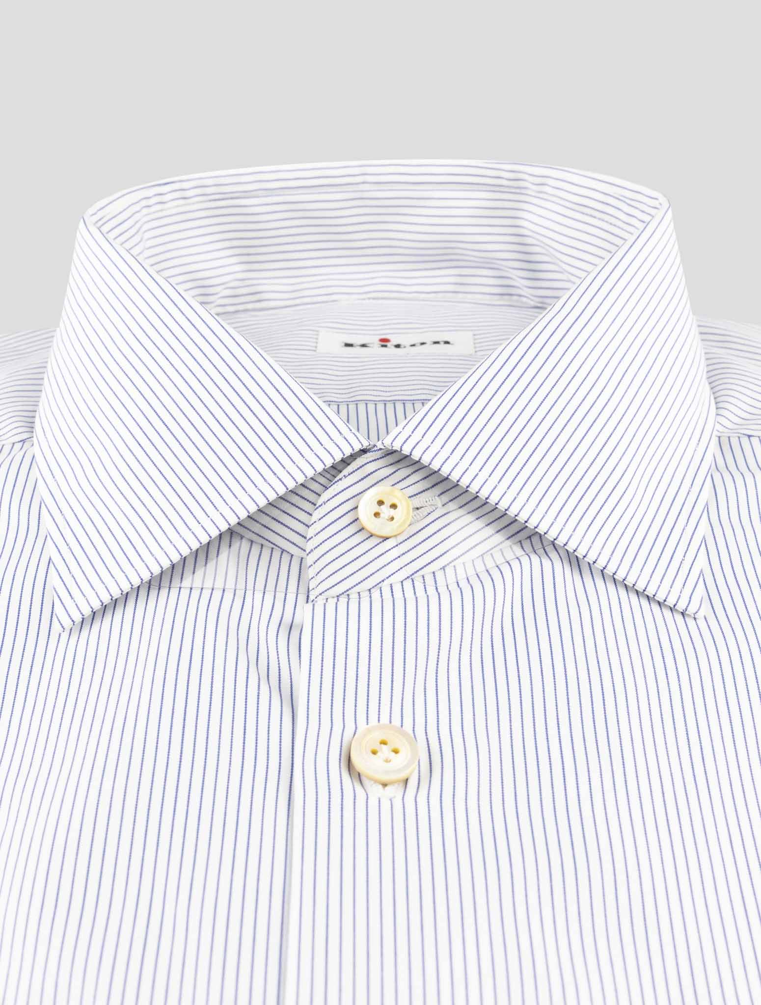 Kiton Blue White Cotton Shirt