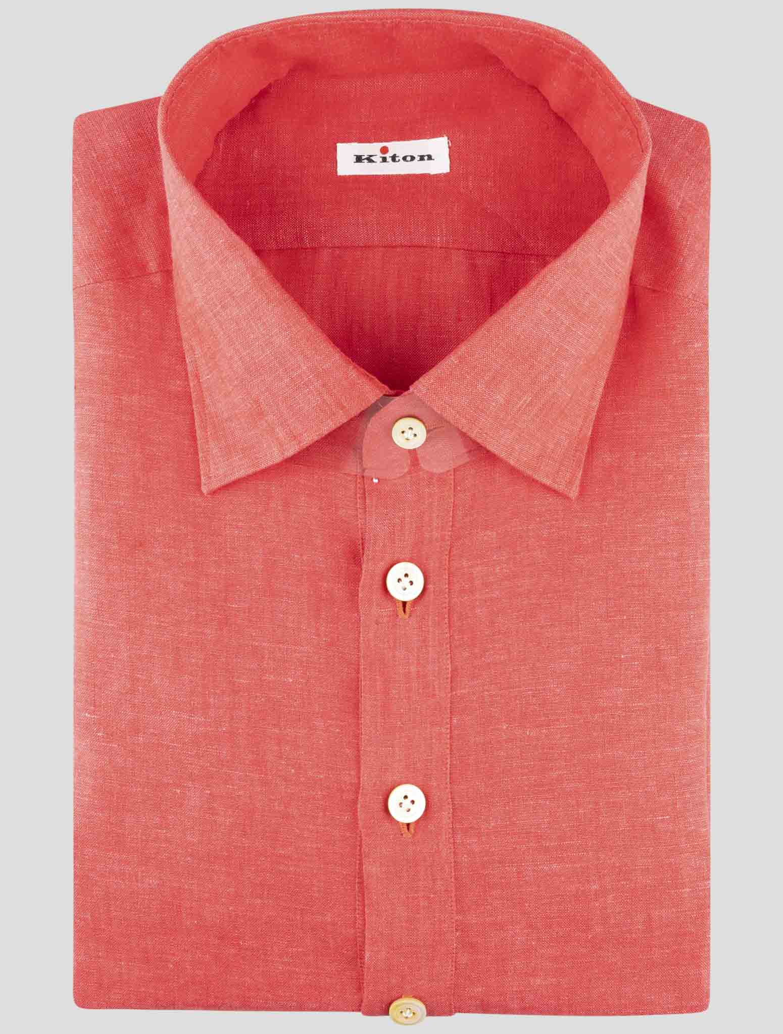 Kiton Red Linen Shirt