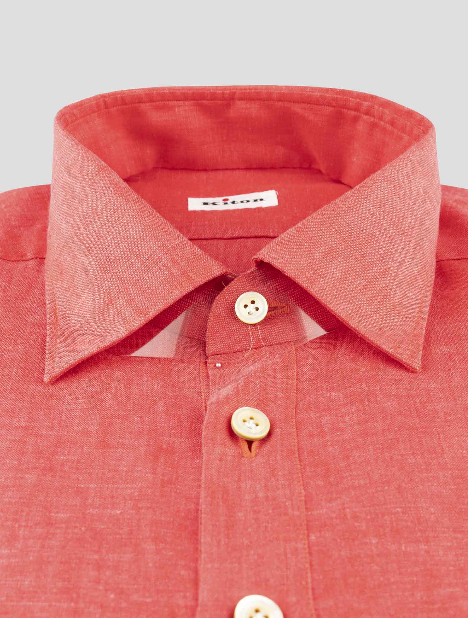 Kiton Red Linen Shirt