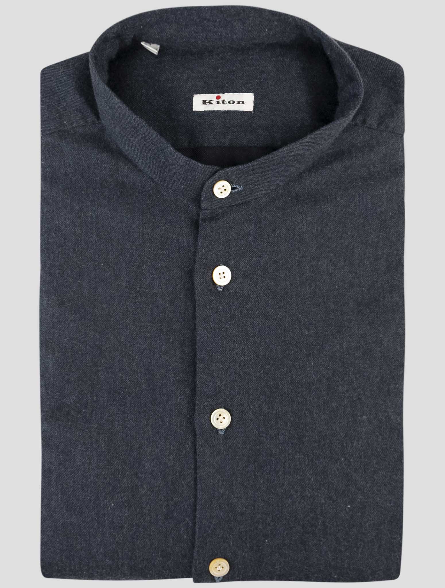 Kiton Blue Cotton Shirt