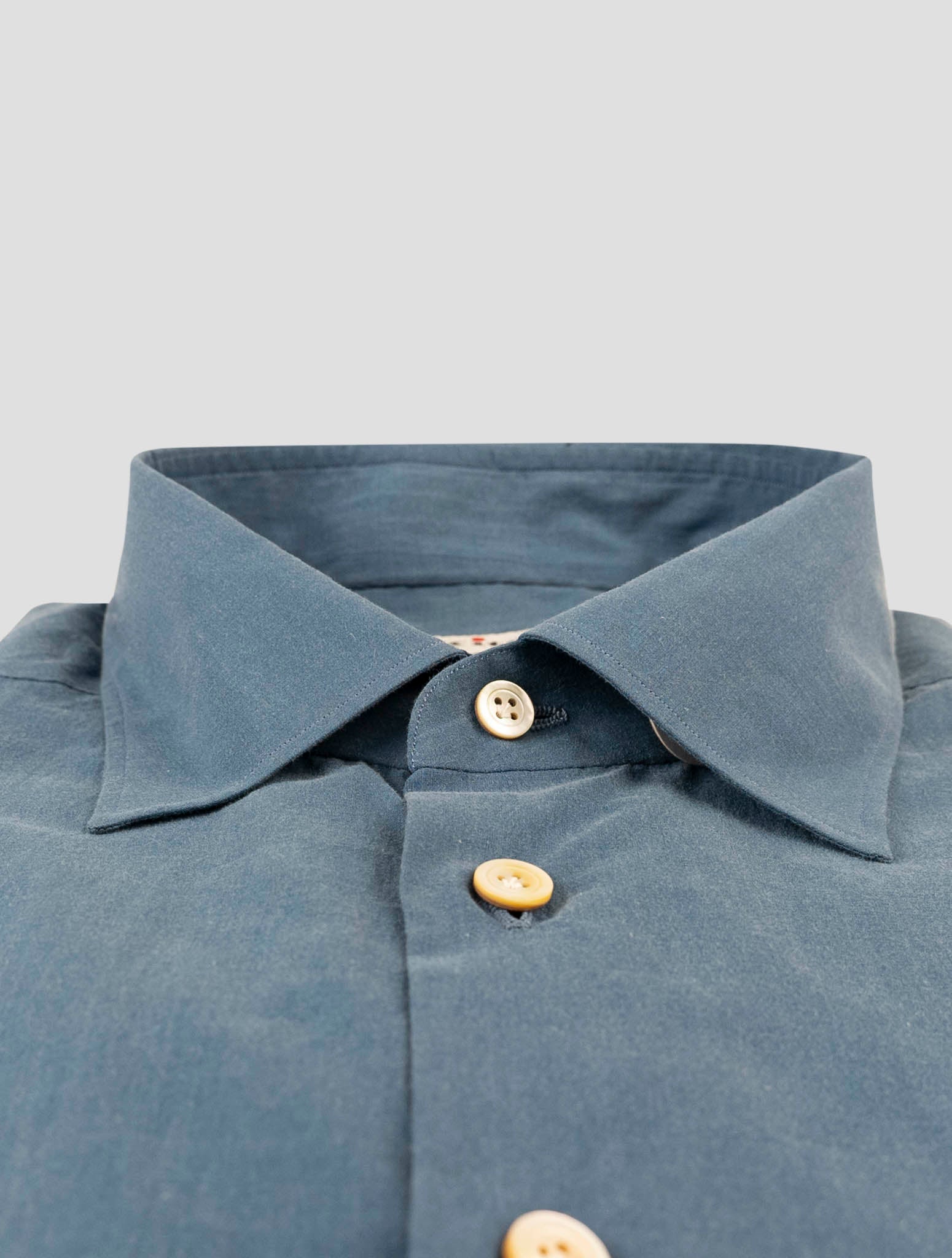 Kiton Blue Cotton Shirt