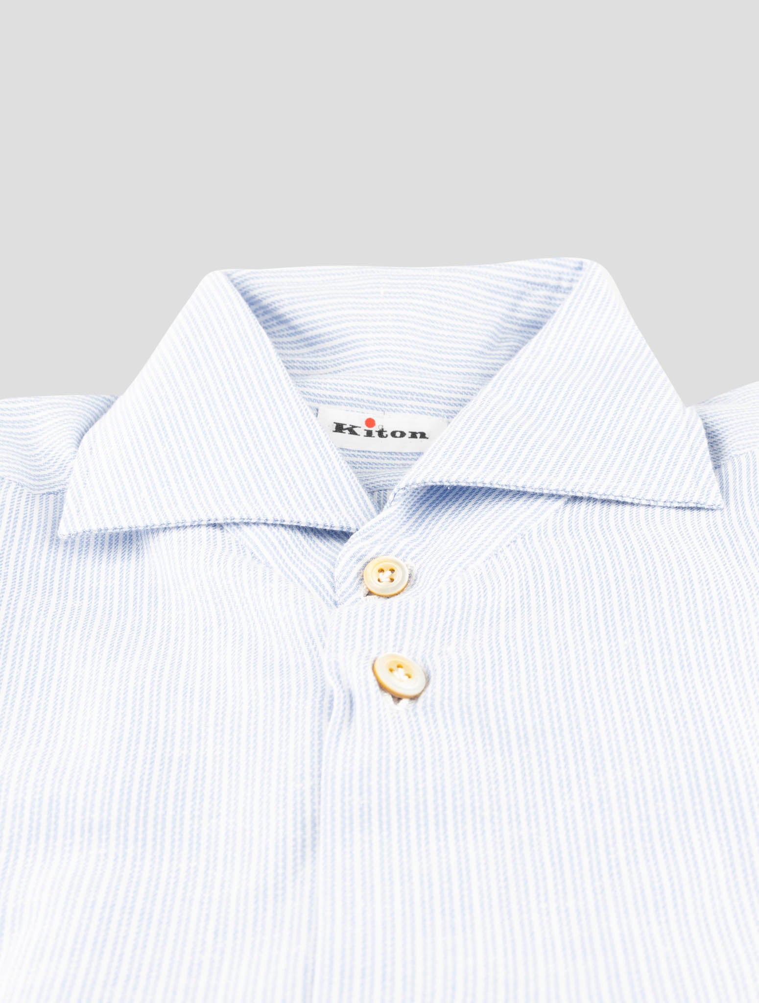 Kiton Blue White Cotton Shirt