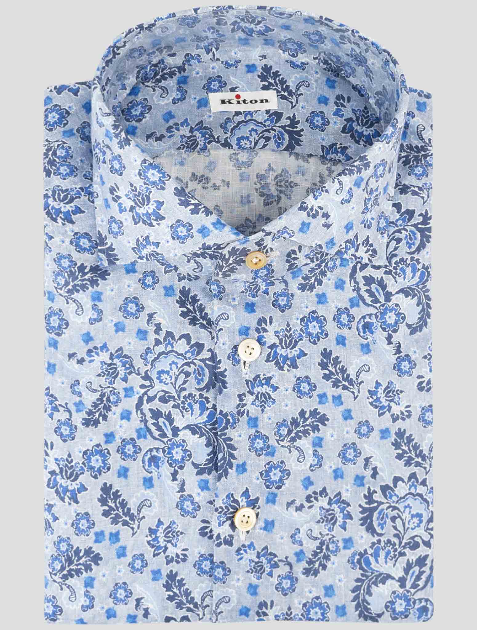 Kiton Blue Linen Shirt