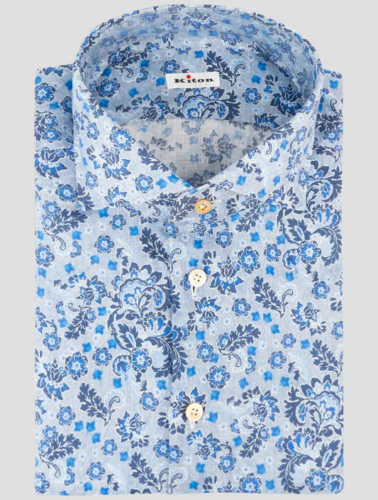 Kiton Blue Linen Shirt