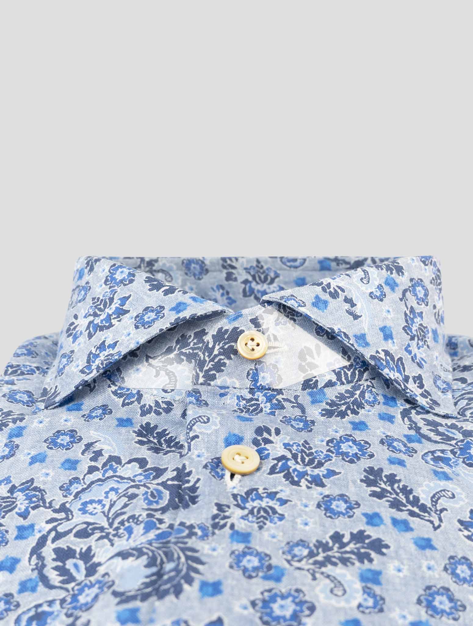 Kiton Blue Linen Shirt
