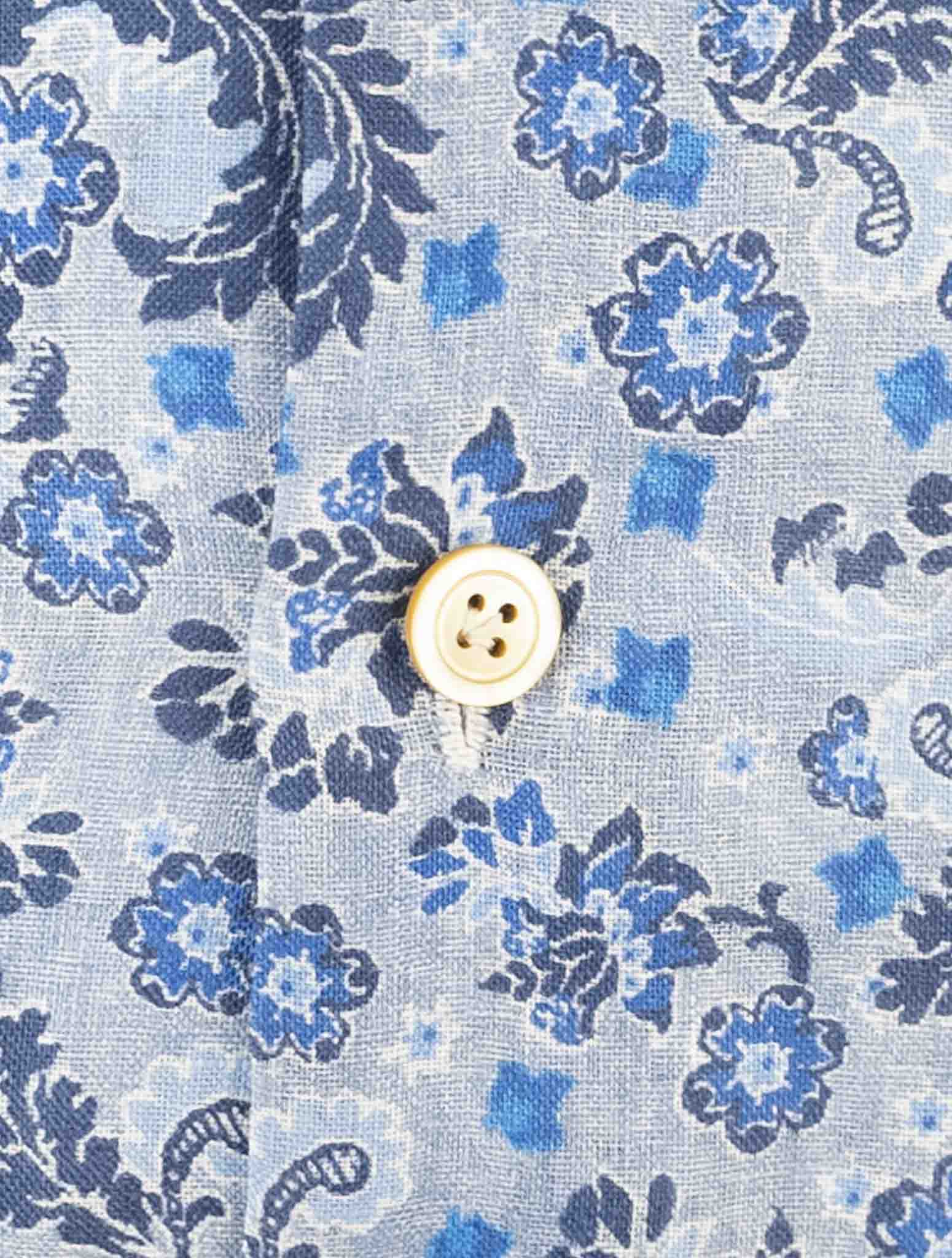 Kiton Blue Linen Shirt