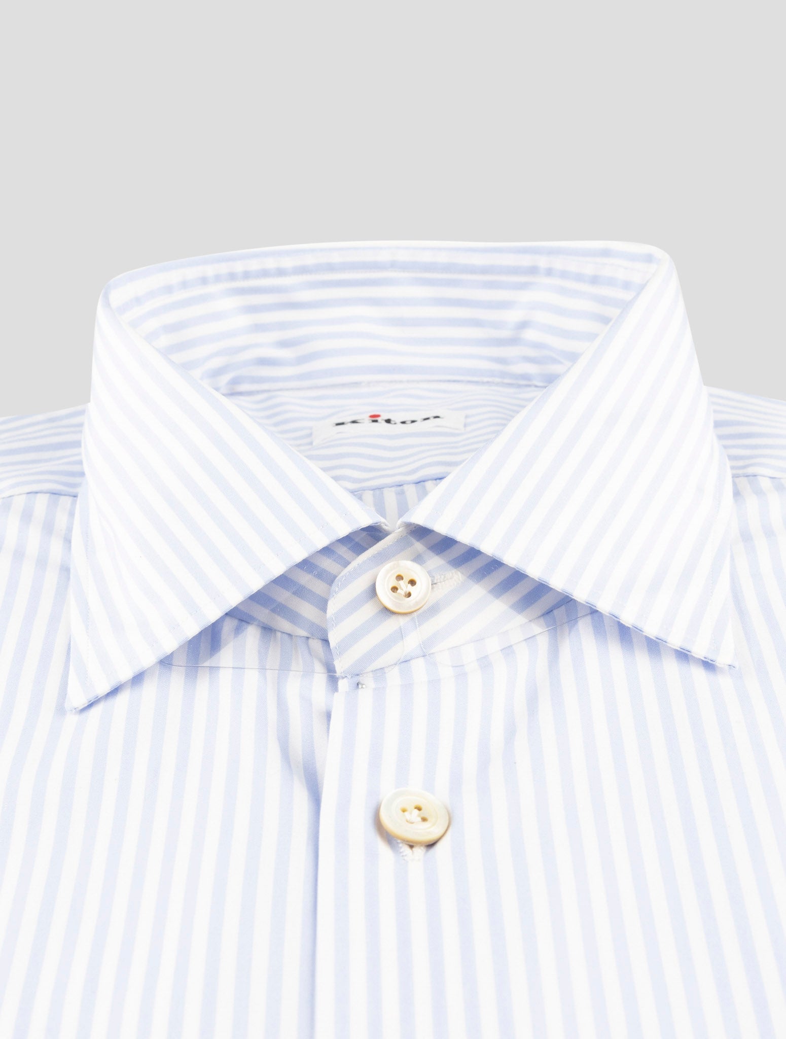 Kiton Blue White Cotton Shirt