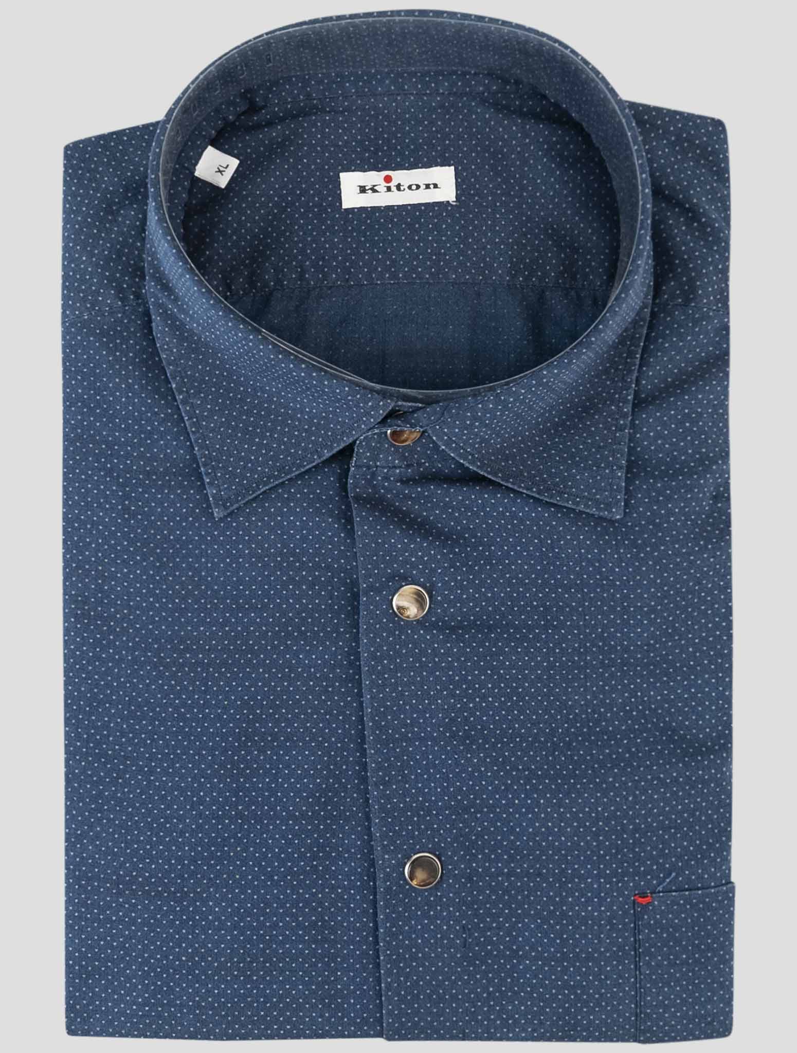 Kiton Blue Cotton Shirt