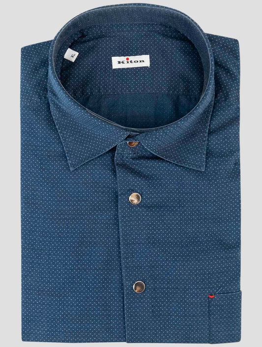 Kiton Blue Cotton Shirt