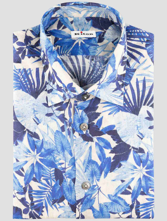 Kiton Blue Linen Shirt