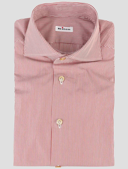 Kiton Red White Cotton Shirt