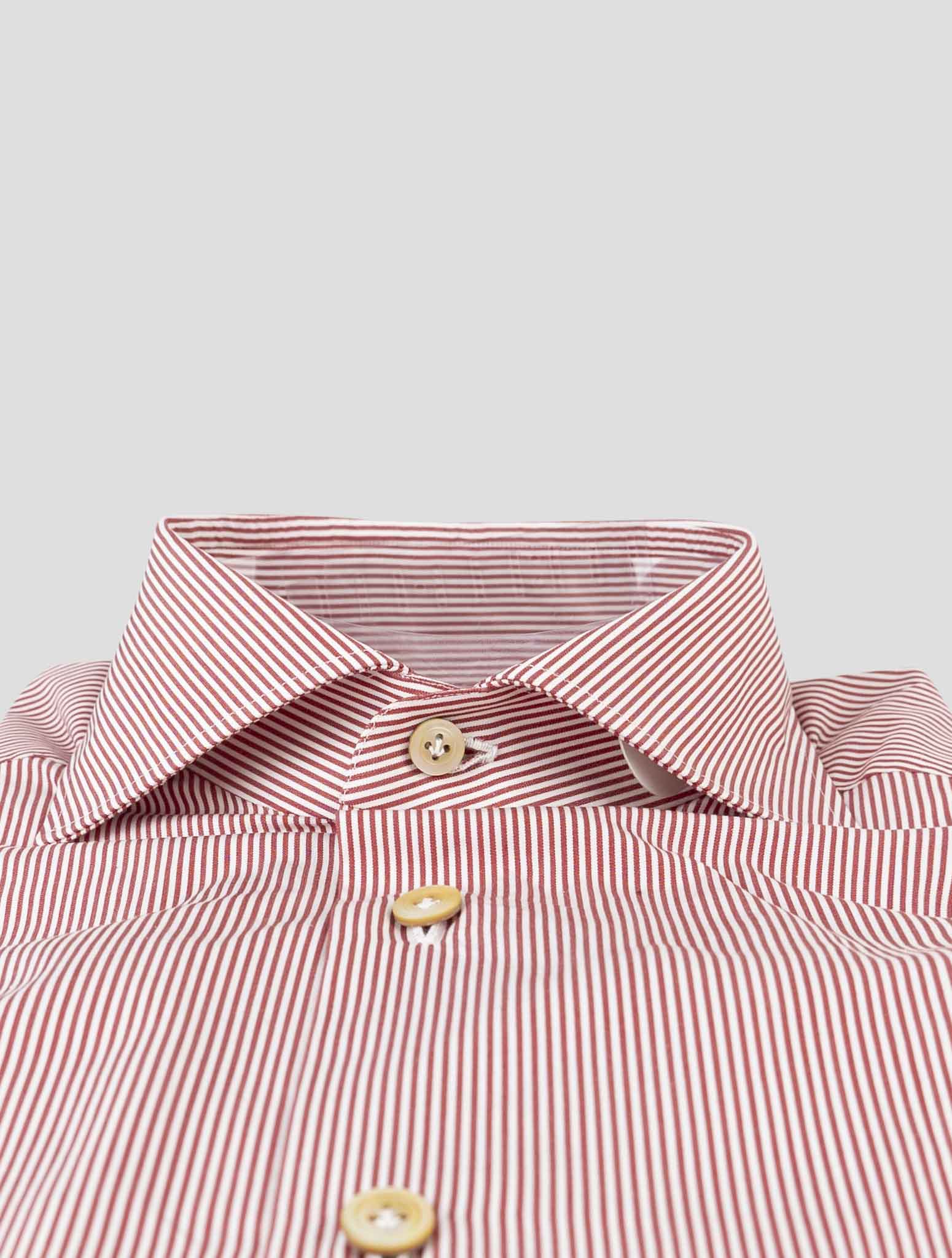 Kiton Red White Cotton Shirt