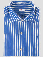 Kiton Blue White Cotton Shirt