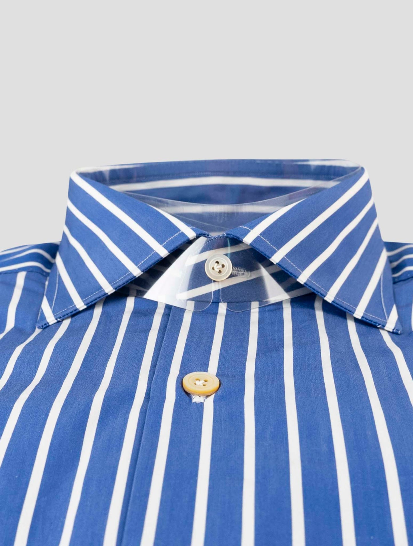 Kiton Blue White Cotton Shirt