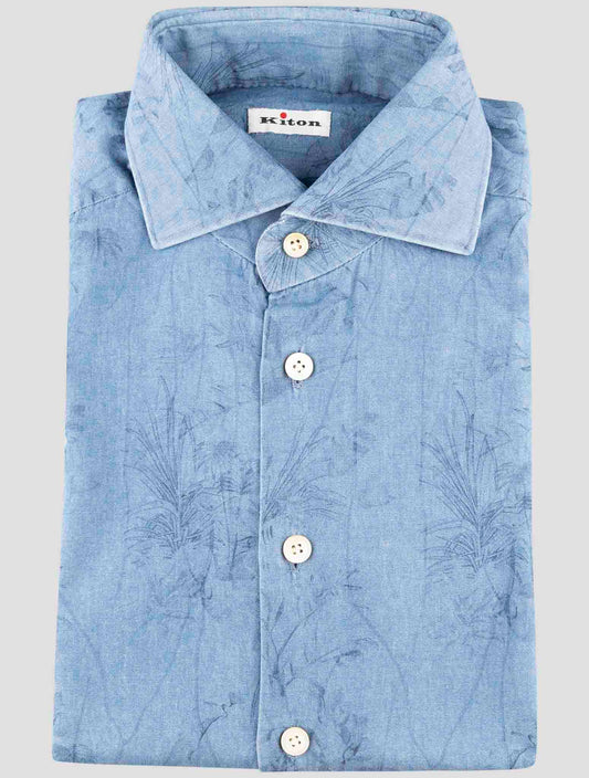 Kiton Blue Cotton Shirt