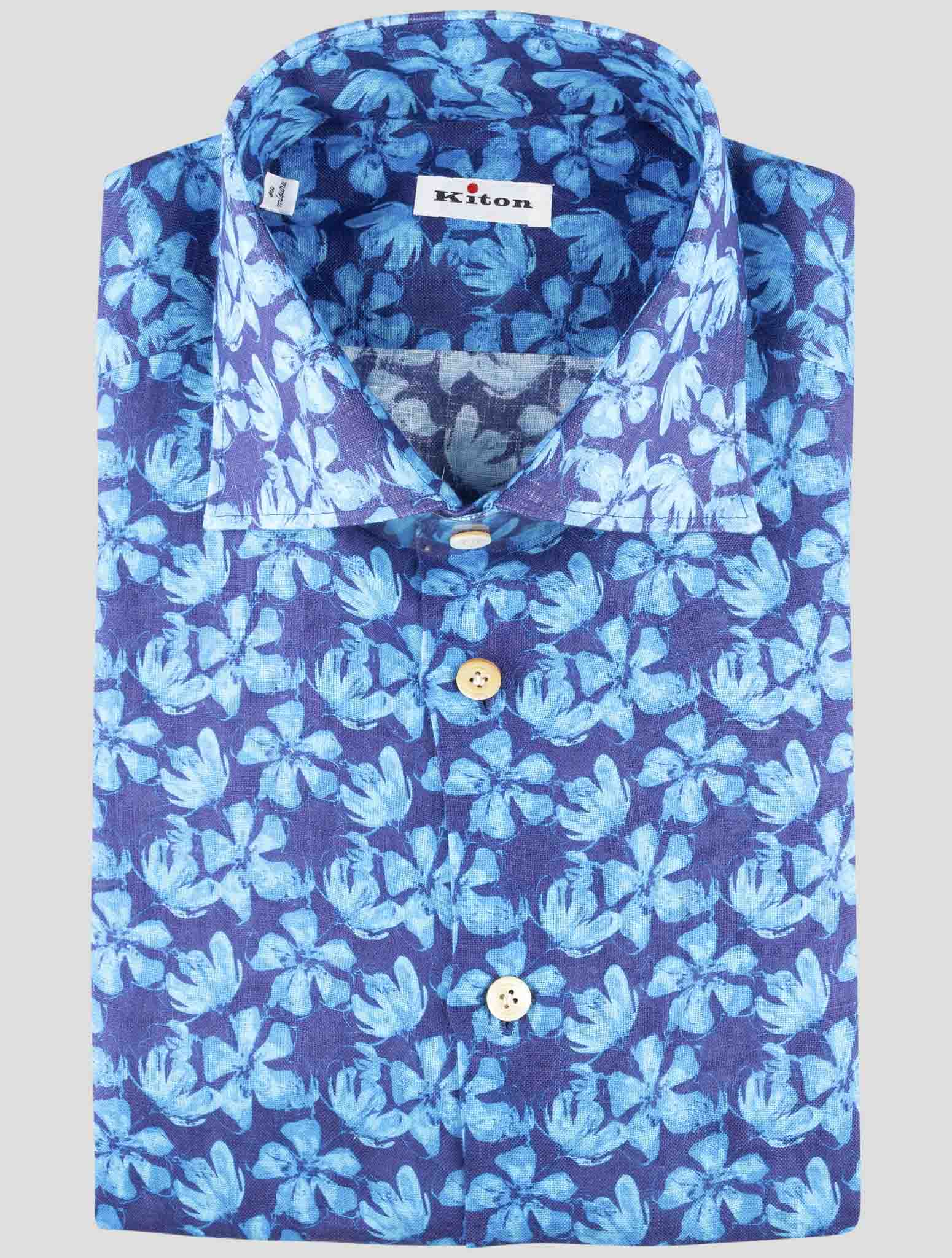 Kiton Blue Linen Shirt