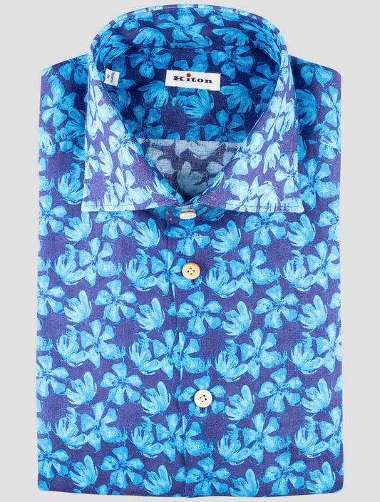 Kiton Blue Linen Shirt