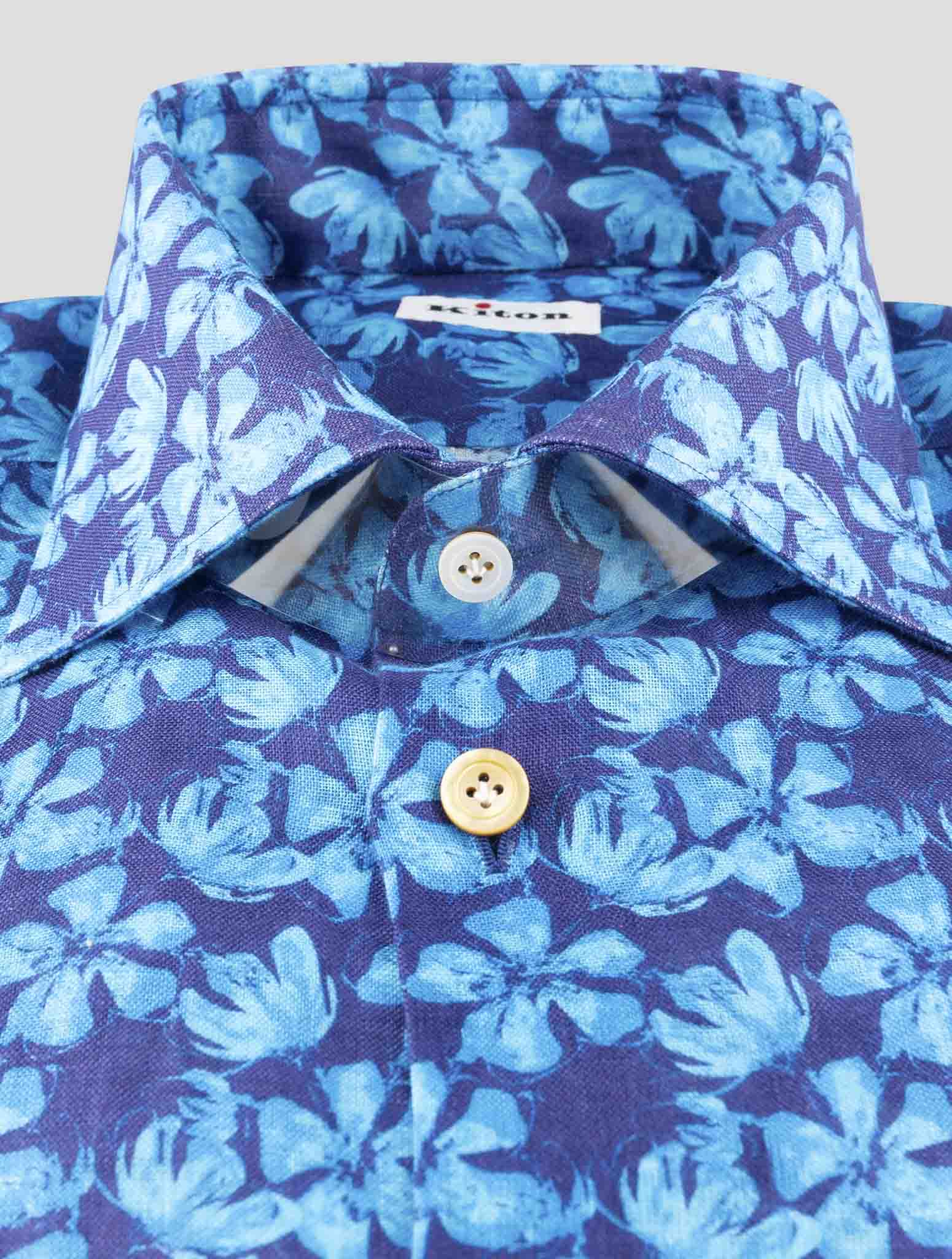 Kiton Blue Linen Shirt