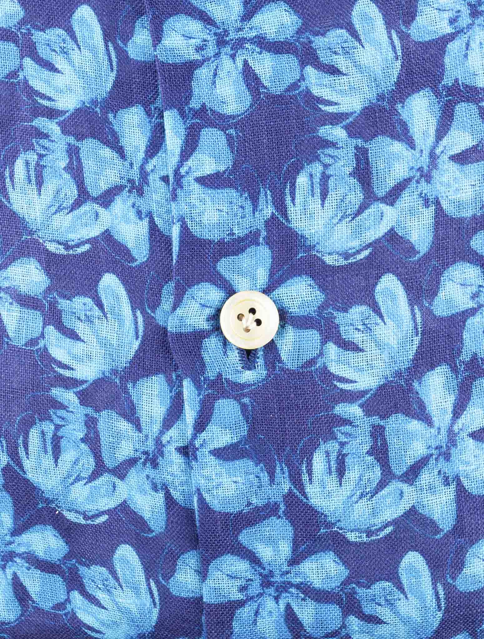 Kiton Blue Linen Shirt