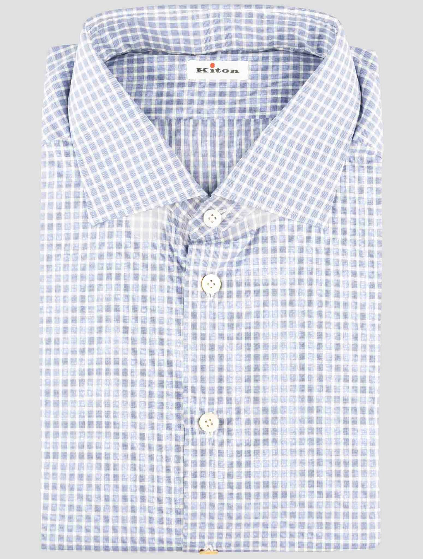 Kiton Blue Cotton Shirt