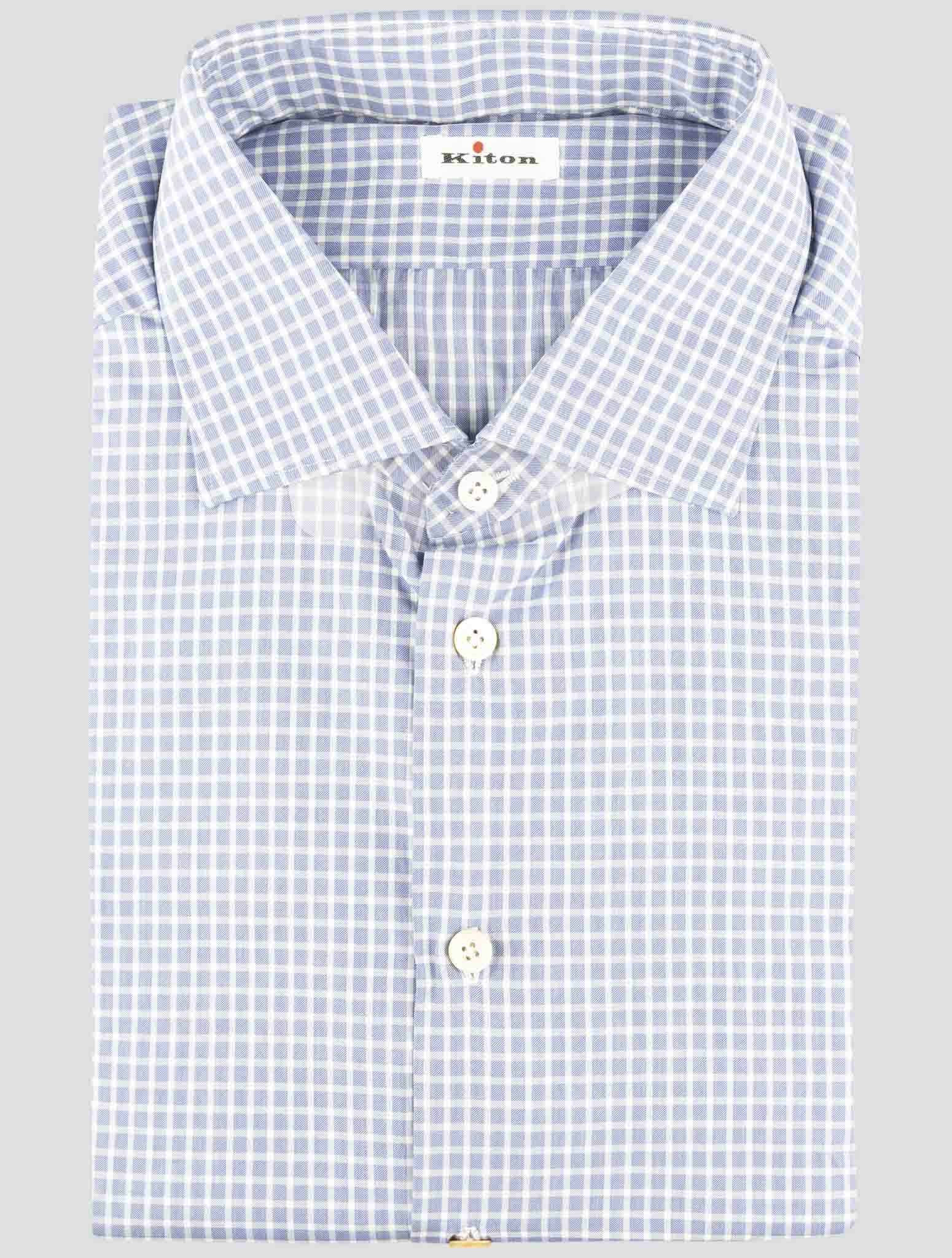 Kiton Blue Cotton Shirt