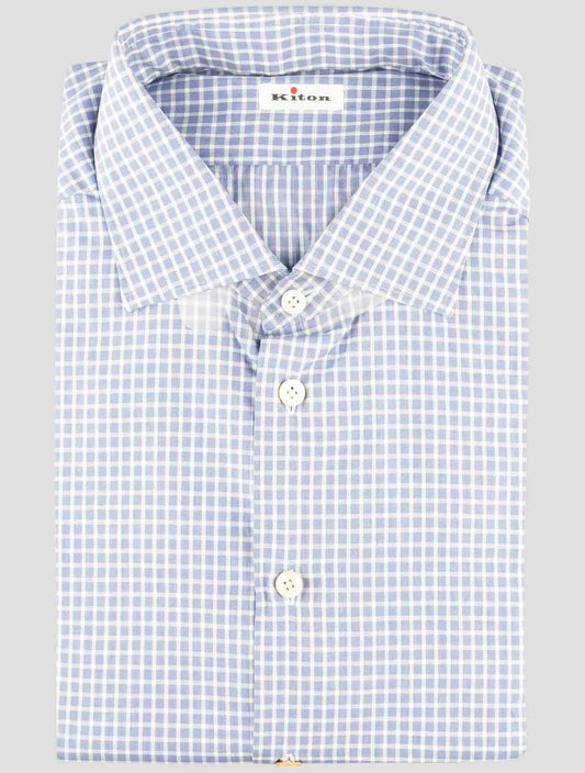 Kiton Blue Cotton Shirt