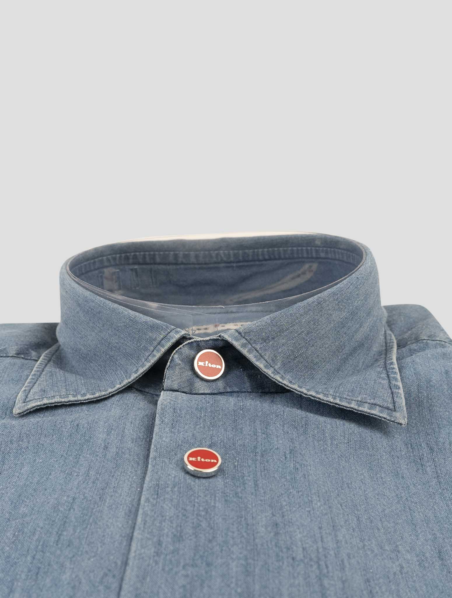 Kiton Blue Cotton Lyocell Shirt
